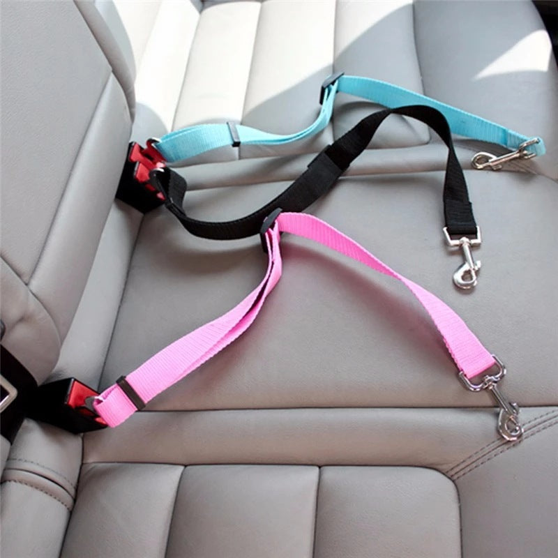 Adjustable Dog & Cat Seat Belt + Safety Harness for Car Travel