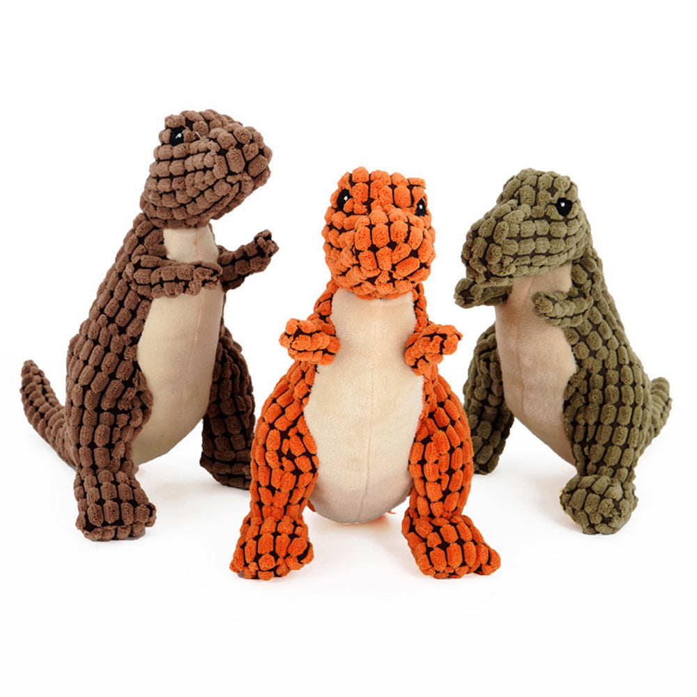 Dinosaur Plush Interactive Dog Toy – Squeaker & Chew Play