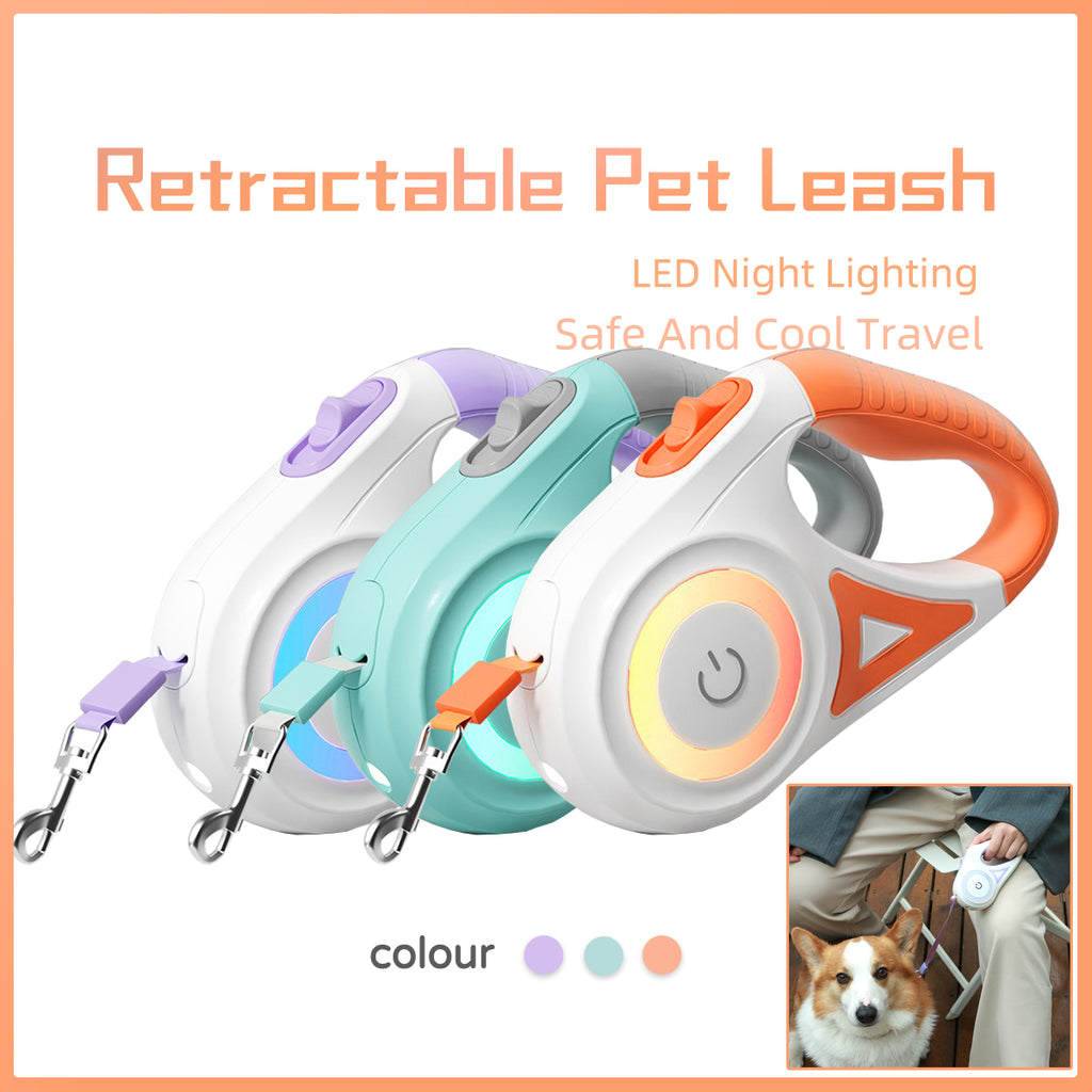 Retractable Dog Leash with LED Spotlight – Small & Medium Dogs