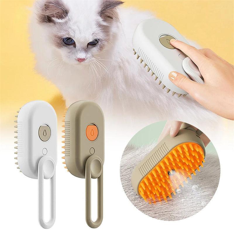 3-in-1 Steam Grooming Brush for Dogs & Cats – Hair Removal & Massage