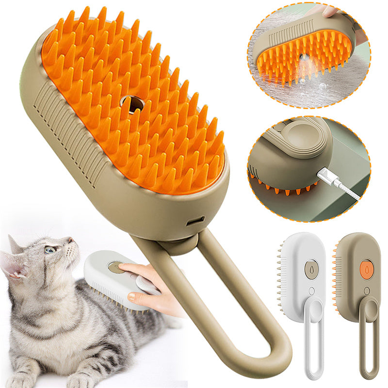 3-in-1 Steam Grooming Brush for Dogs & Cats – Hair Removal & Massage